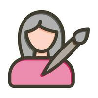 Lady Designer Vector Thick Line Filled Colors Icon Design