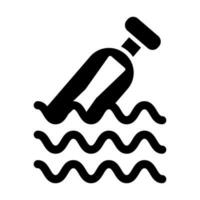 Message In Bottle Vector Glyph Icon Design