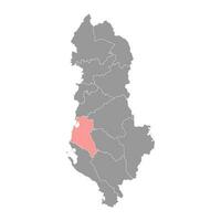 más ardiente condado mapa, administrativo subdivisiones de albania vector ilustración.