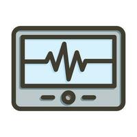 Cardiac Monitor Vector Thick Line Filled Colors Icon Design
