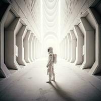 Astronaut, and Building Interiors, Surreal Concept. AI-Generative, Digital Illustration. photo