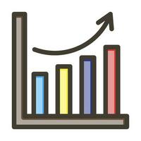 Bar Graph Vector Thick Line Filled Colors Icon Design