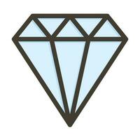 Diamond Vector Thick Line Filled Colors Icon Design