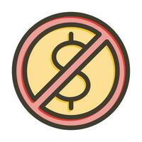 No Money Vector Thick Line Filled Colors Icon Design