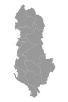 Albania grey map with administrative subdivisions. Vector illustration.