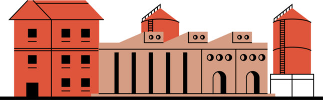 planta industrial con silos png