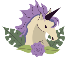 head unicorn with floral decoration png