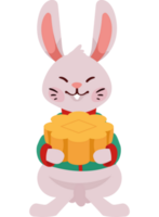 asian rabbit with mooncake png