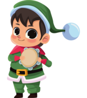 little elf playing tambourine png