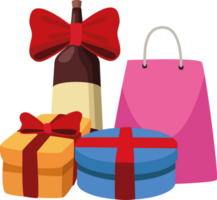 Weinflasche und Geschenke png