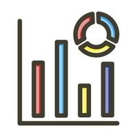 Bar Chart Vector Thick Line Filled Colors Icon Design