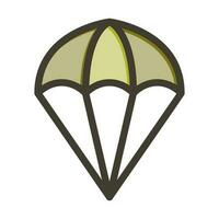 Parachuting Vector Thick Line Filled Colors Icon Design