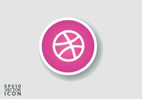 Round Dribbble Logo social media logo. Dribbble icon. Dribbble is popular social media. Vector illustration.