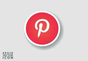 Round Pinterest Logo social media logo. Pinterest icon. Pinterest is popular social media. Vector illustration.