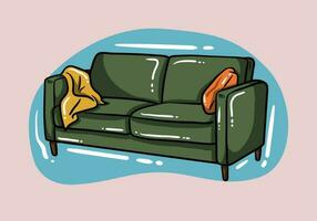 Sofa and couch colorful cartoon illustration vector. Comfortable lounge for interior design isolated on  background. Modern model of settee icon. vector