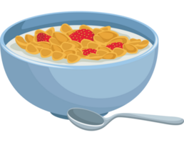 milk with cereal and strawberries png