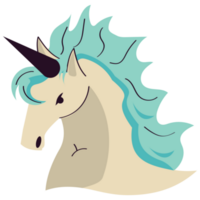 Kopf Einhorn mit blauer Mähne png