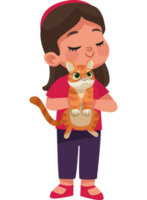 little girl with cat png