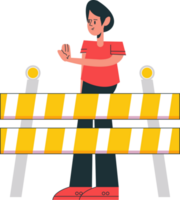 man with barricade caution png