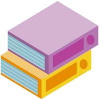 pile text books isometric png