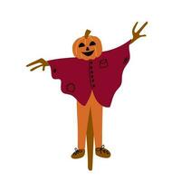 Scarecrow flat vector illustration. Isolated image on white background.