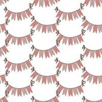 Colourful bunting flags vector seamless pattern. Happy Birthday ribbons background. Festal kid party backdrop.