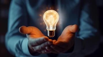 Light bulb on isolated white background, International Day of Light, photo