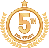 insignia de oro del quinto aniversario png