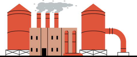 planta industrial con chimeneas y tanque png