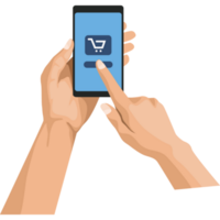 hand med e-handel i smartphone png