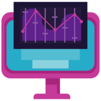 ordinateur de bureau avec graphique de statistiques png