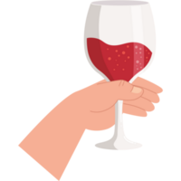 Hand mit Weinbecher png