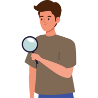 young man with magnifying glass png