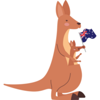 kangaroo with australian flag png