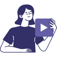 woman with play button png