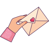 hand with love letter png
