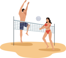 feliz pareja de jugadores de voleibol png