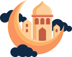 musulmán mezquita torre en creciente Luna png