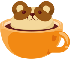 ratón kawaii en taza de café png