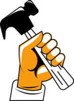 hand with hammer tool png