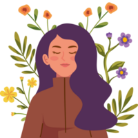 mujer joven con flores png