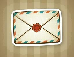 Sticker of closed vintage envelope with wax seal vector