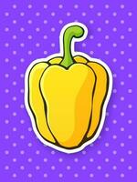 Sticker of yellow bell pepper or paprika with a stem vector