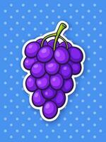 Sticker a bunch of grapes with round purple berries vector