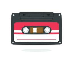 negro retro audio casete en plano estilo vector