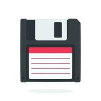 Black magnetic computer floppy disk in flat style vector