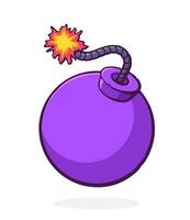 Ball-shaped bomb with a burning fuse rope. Cartoon illustration isolated on white background vector