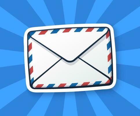 Sticker of closed white envelope