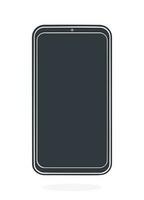 Silhouette of smartphone with full touchscreen off. Vector illustration. Modern smart mobile phone icon. Digital communication gadget. Isolated white background