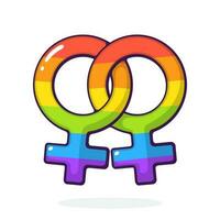 Cartoon illustration of female homosexual Venus symbol in rainbow color vector